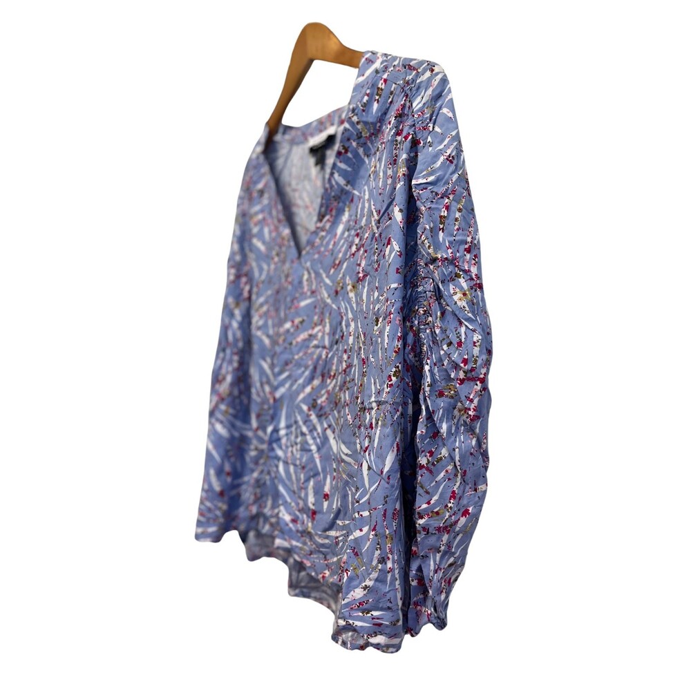 Eloquii Elements‎ Blouse Purple Floral 3/4 Ruched Sleeve Zebra La Vida Plus 20 - Picture 16 of 16